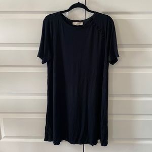 NWOT LOFT Black Swing Dress w/ Shoulder Button Detail
